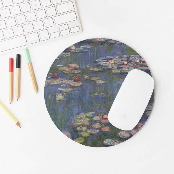 Water Lilies by Claude Monet Round Mousepad - LIFESTYLE 2