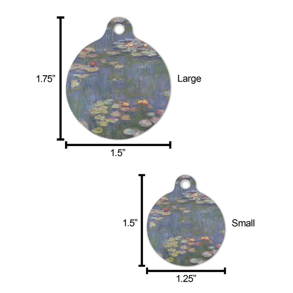 Water Lilies by Claude Monet Round Pet ID Tag - Large - Comparison Scale