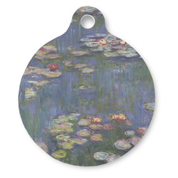 Water Lilies by Claude Monet Round Pet ID Tag - Large