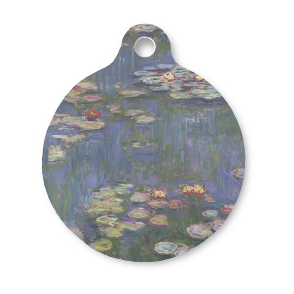 Custom Water Lilies by Claude Monet Round Pet ID Tag - Small