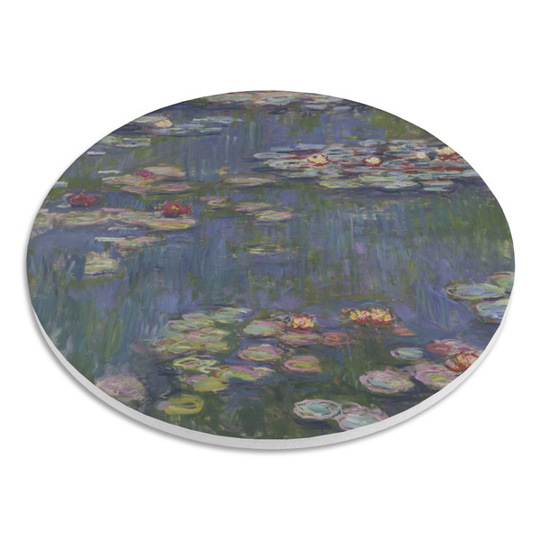 Water Lilies by Claude Monet Round Stone Trivet - Angle View