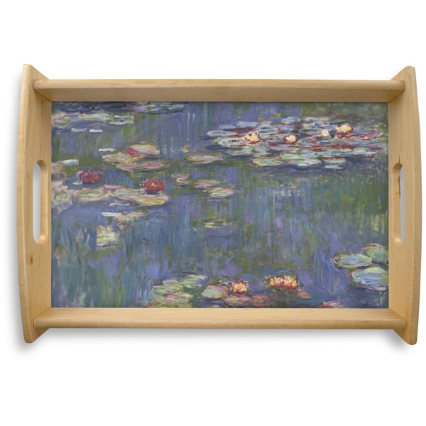 Custom Water Lilies by Claude Monet Natural Wooden Tray - Small