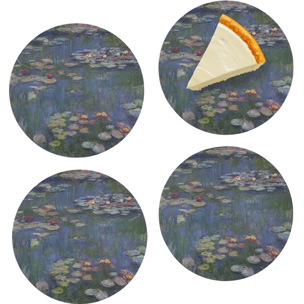 Custom Water Lilies by Claude Monet Set of 4 Glass Appetizer / Dessert Plate 8"