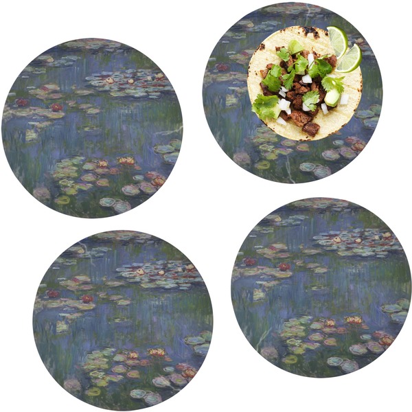 Custom Water Lilies by Claude Monet Set of 4 Glass Lunch / Dinner Plate 10"