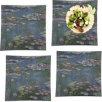 Water Lilies by Claude Monet Set of 4 Glass Square Lunch / Dinner Plate 9.5"