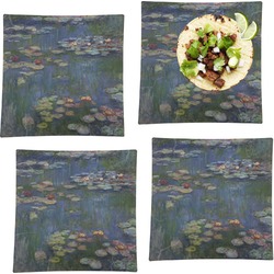 Water Lilies by Claude Monet Set of 4 Glass Square Lunch / Dinner Plate 9.5"