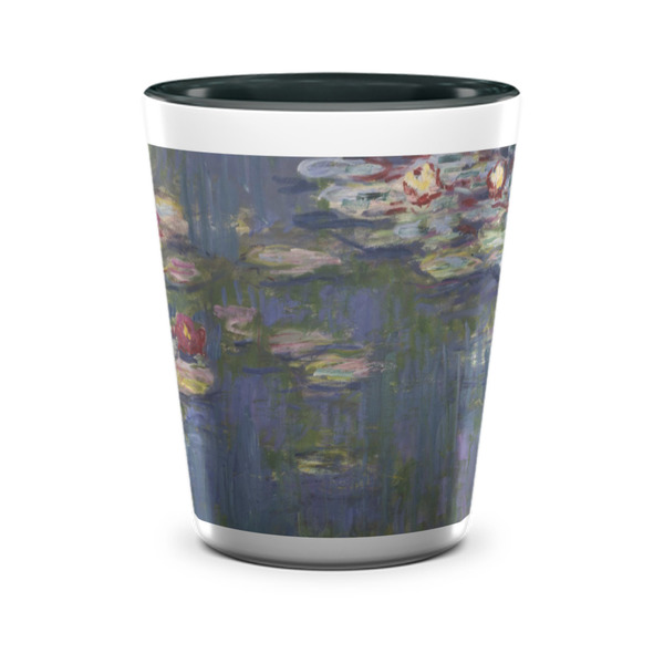 Custom Water Lilies by Claude Monet Ceramic Shot Glass - 1.5 oz - Two Tone - Set of 4