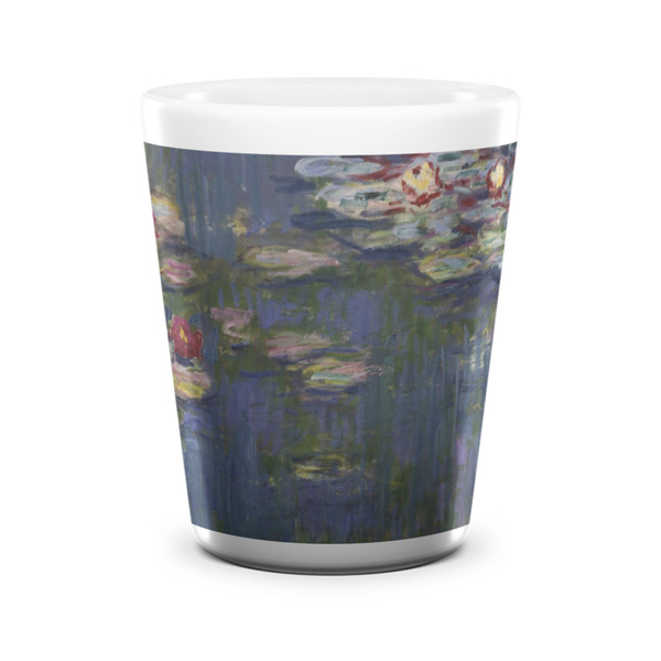 Custom Water Lilies by Claude Monet Ceramic Shot Glass - 1.5 oz - White - Set of 4