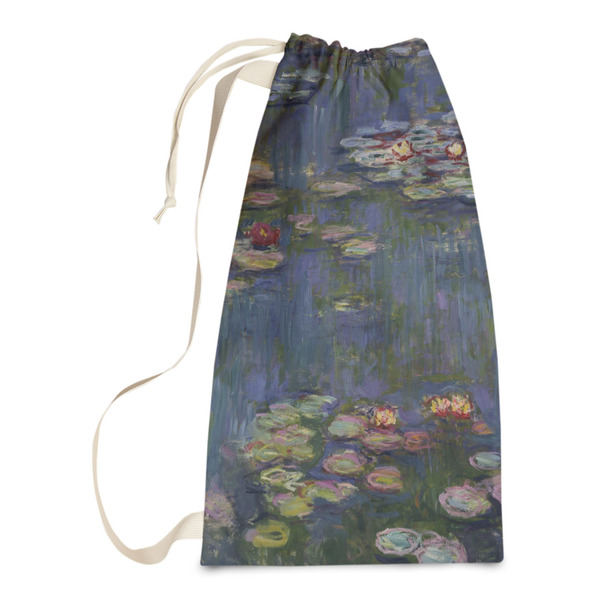 Custom Water Lilies by Claude Monet Laundry Bags - Small