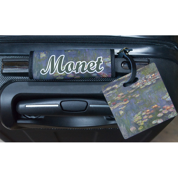 Water Lilies by Claude Monet Square Luggage Tag & Handle Wrap - In Context