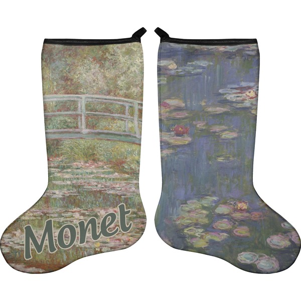 Custom Water Lilies by Claude Monet Holiday Stocking - Double-Sided - Neoprene