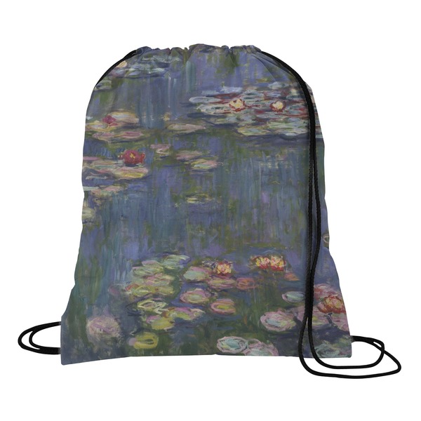 Custom Water Lilies by Claude Monet Drawstring Backpack - Medium