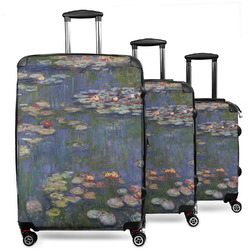 Water Lilies by Claude Monet 3 Piece Luggage Set - 20" Carry On, 24" Medium Checked, 28" Large Checked