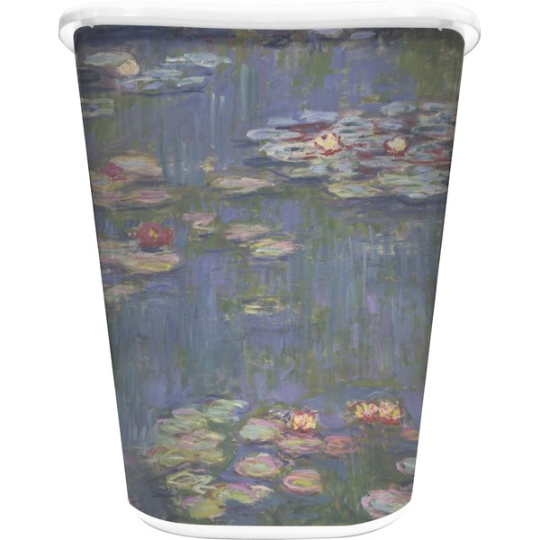 Custom Water Lilies by Claude Monet Waste Basket - Single Sided (White)