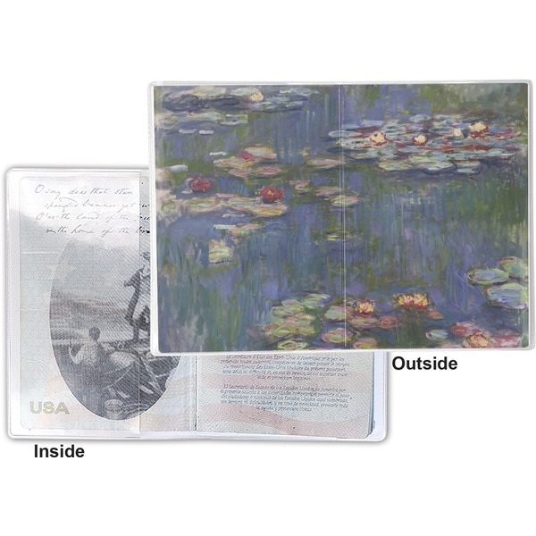 Water Lilies by Claude Monet Vinyl Passport Holder - Flat Front and Back