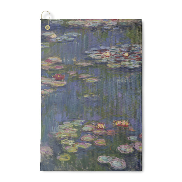 Custom Water Lilies by Claude Monet Waffle Weave Golf Towel