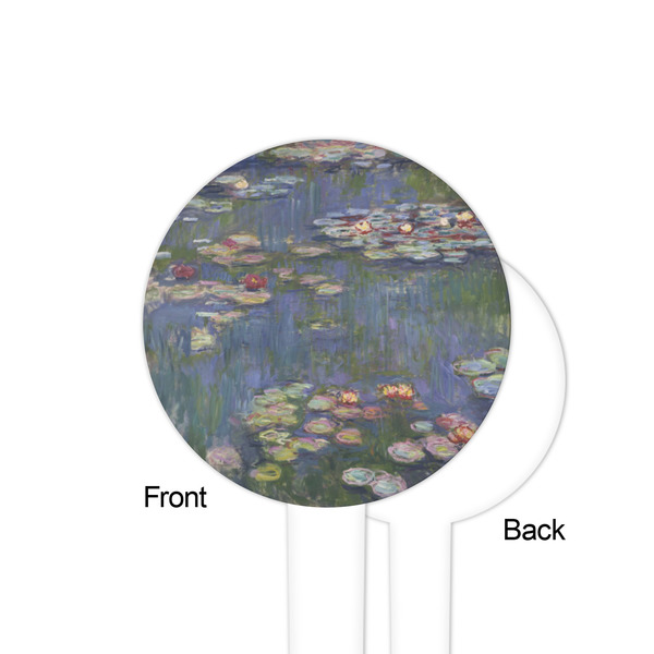 Water Lilies by Claude Monet White Plastic 4" Food Pick - Round - Single Sided - Front & Back