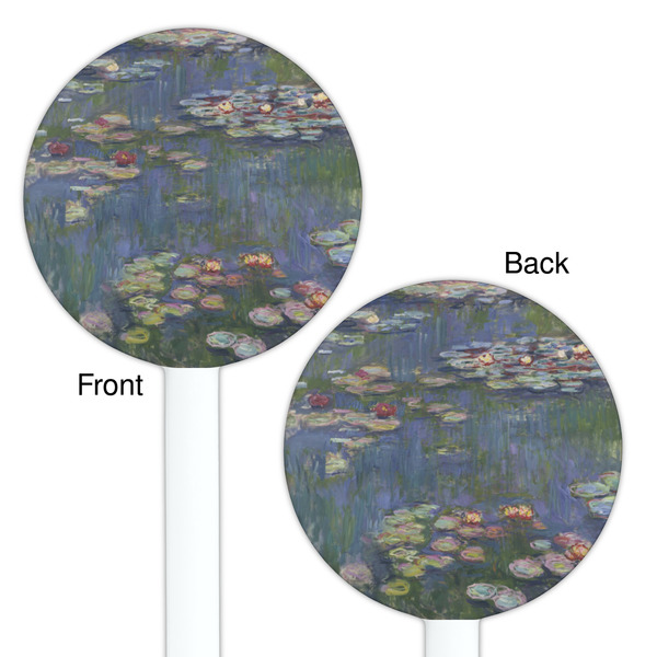 Water Lilies by Claude Monet White Plastic 5.5" Stir Stick - Double Sided - Round - Front & Back