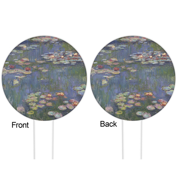 Water Lilies by Claude Monet White Plastic 6" Food Pick - Round - Double Sided - Front & Back