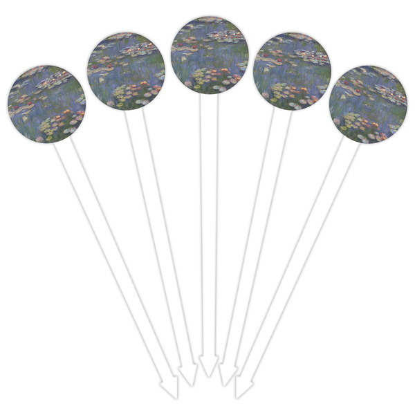 Water Lilies by Claude Monet White Plastic 6" Food Pick - Round - Fan View