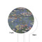 Water Lilies by Claude Monet White Plastic 6" Food Pick - Round - Single Sided - Front & Back