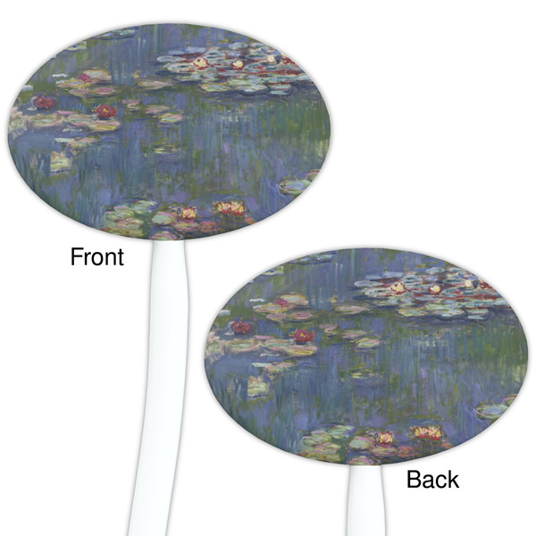 Water Lilies by Claude Monet White Plastic 7" Stir Stick - Double Sided - Oval - Front & Back