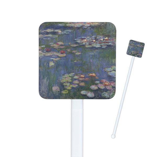 Custom Water Lilies by Claude Monet Square Plastic Stir Sticks - Single Sided