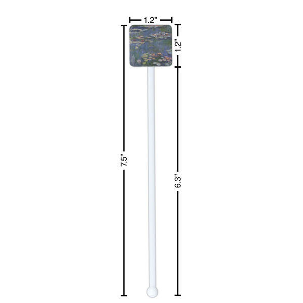 Water Lilies by Claude Monet White Plastic Stir Stick - Square - Dimensions