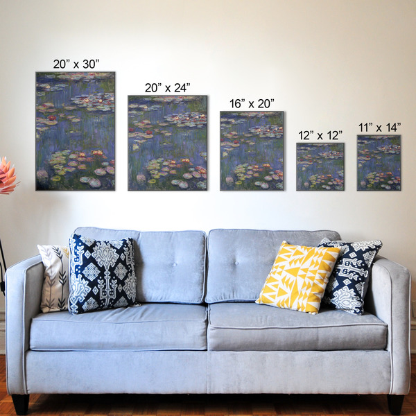 Water Lilies by Claude Monet Wood Prints - Size Comparison