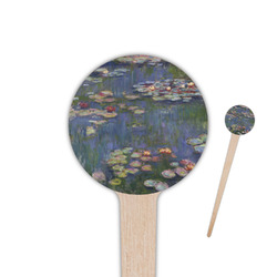 Water Lilies by Claude Monet 4" Round Wooden Food Picks - Single Sided