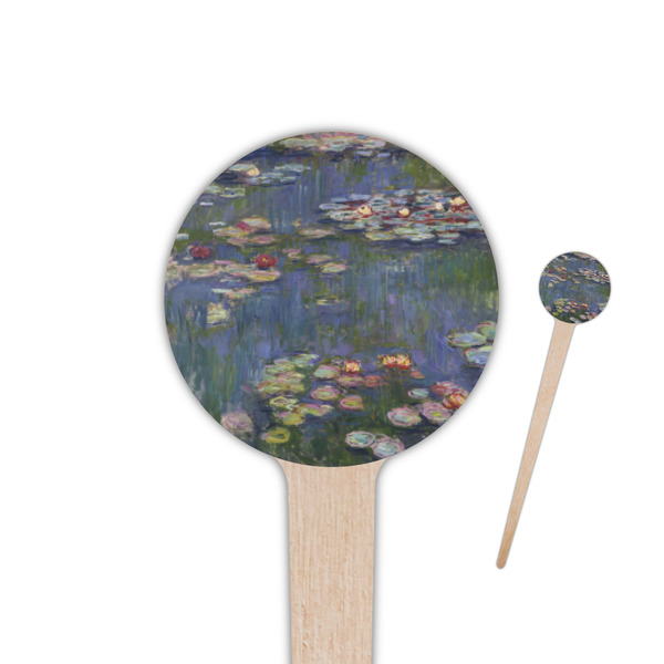 Custom Water Lilies by Claude Monet 4" Round Wooden Food Picks - Single Sided