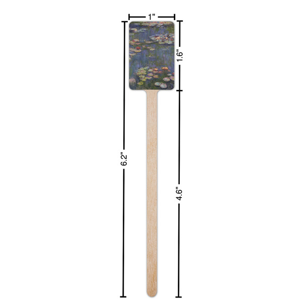 Water Lilies by Claude Monet Wooden 6.25" Stir Stick - Rectangular - Dimensions