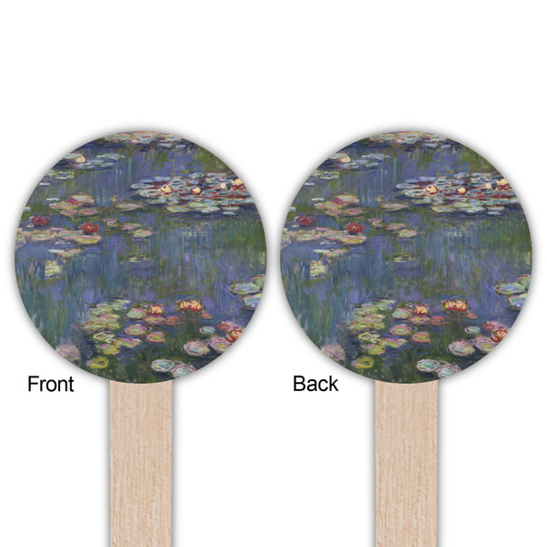 Water Lilies by Claude Monet Wooden 6" Food Pick - Round - Double Sided - Front & Back