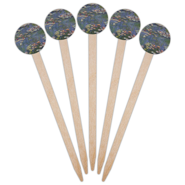 Water Lilies by Claude Monet Wooden 6" Food Pick - Round - Fan View
