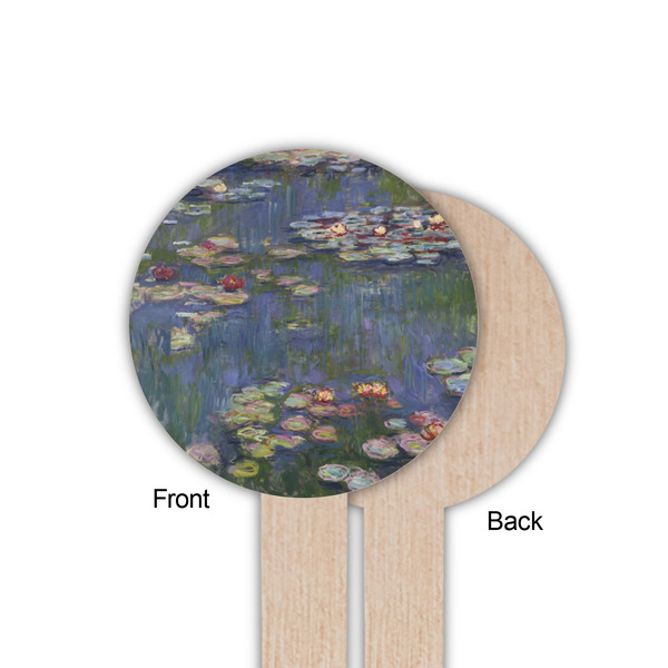 Water Lilies by Claude Monet Wooden 6" Food Pick - Round - Single Sided - Front & Back