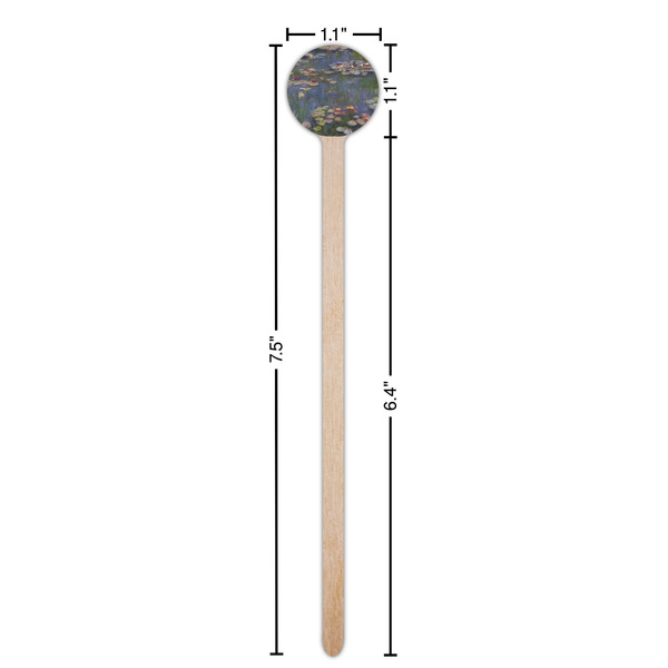 Water Lilies by Claude Monet Wooden 7.5" Stir Stick - Round - Dimensions