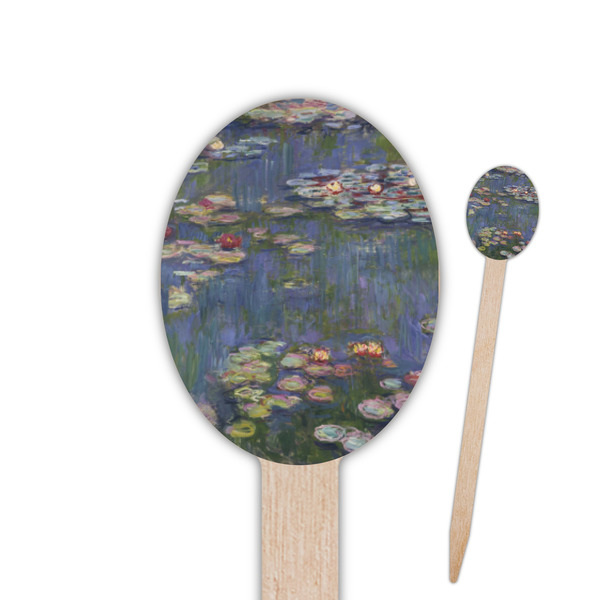 Custom Water Lilies by Claude Monet Oval Wooden Food Picks - Single Sided
