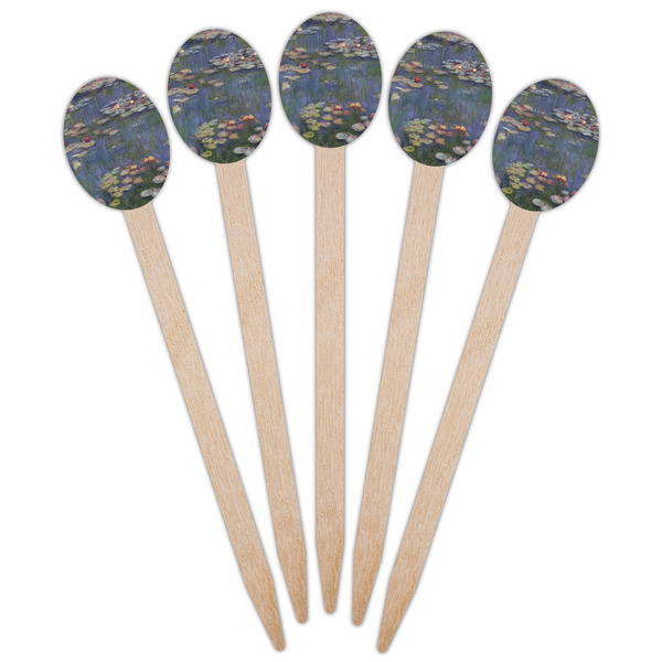 Water Lilies by Claude Monet Wooden Food Pick - Oval - Fan View