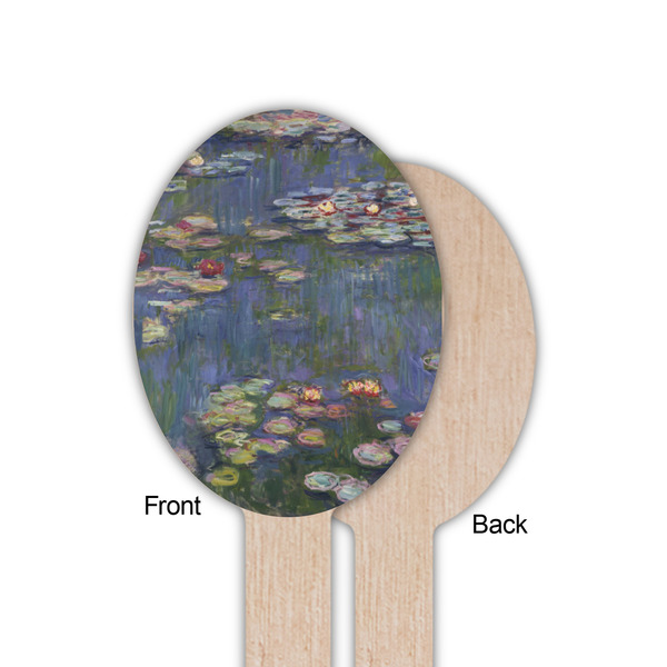Water Lilies by Claude Monet Wooden Food Pick - Oval - Single Sided - Front & Back