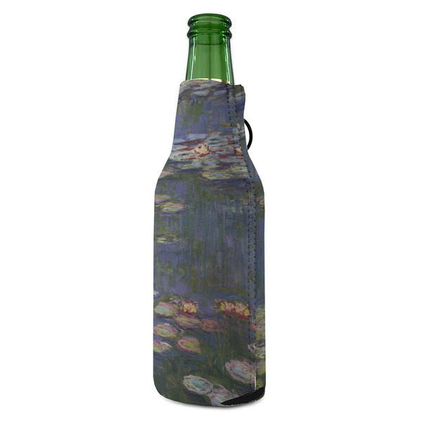 Water Lilies by Claude Monet Zipper Bottle Cooler - ANGLE (bottle)