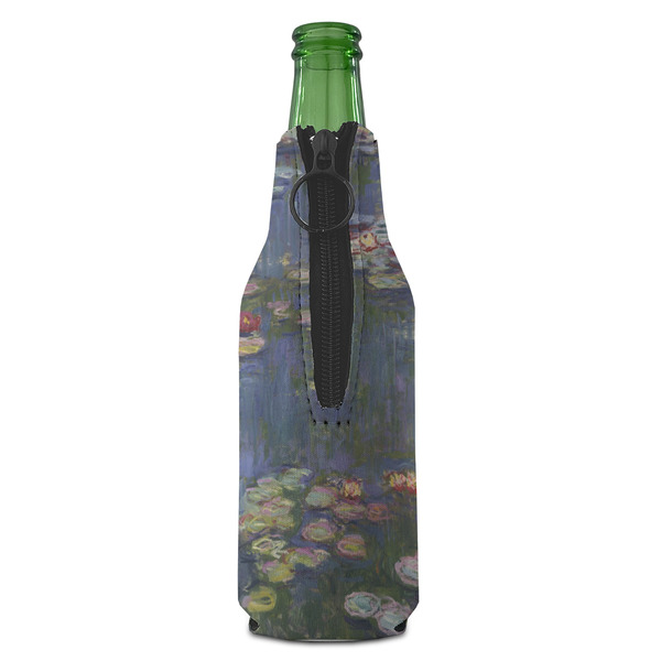 Water Lilies by Claude Monet Zipper Bottle Cooler - BACK (bottle)