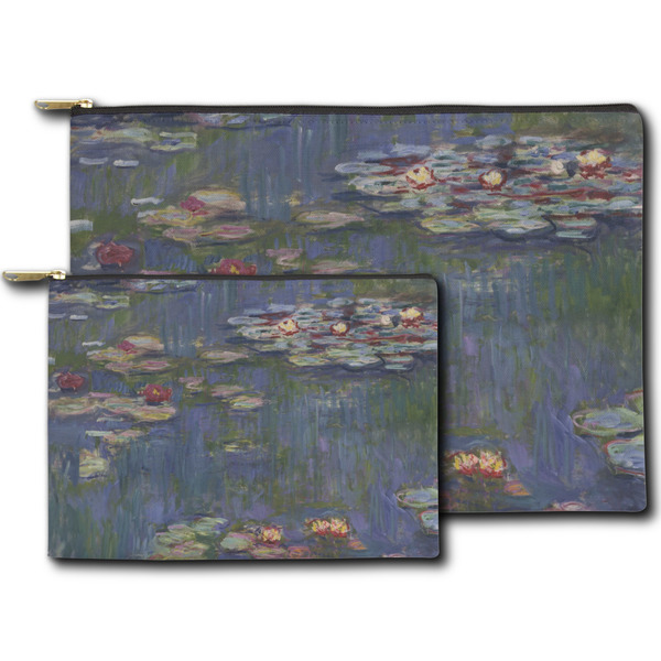 Water Lilies by Claude Monet Zippered Pouches - Size Comparison