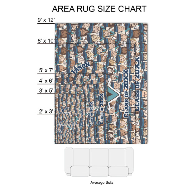 Graduating Students 2'x3' Indoor Area Rugs - Size Chart