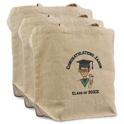 Graduating Students Reusable Cotton Grocery Bags - Set of 3 (Personalized)