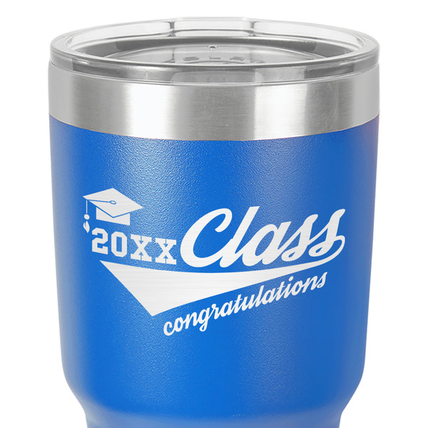 Graduating Students 30 oz Stainless Steel Ringneck Tumbler - Blue - Close Up