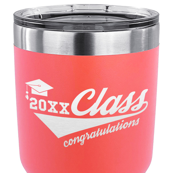 Graduating Students 30 oz Stainless Steel Ringneck Tumbler - Coral - CLOSE UP