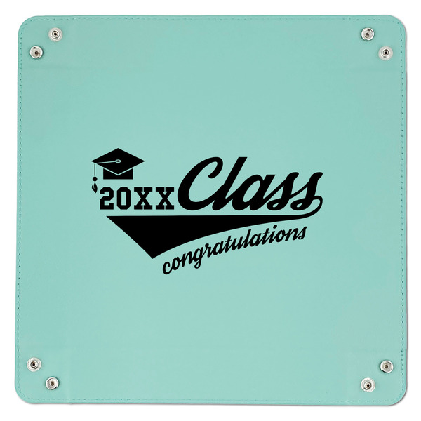 Graduating Students 9" x 9" Teal Leatherette Snap Up Tray - APPROVAL