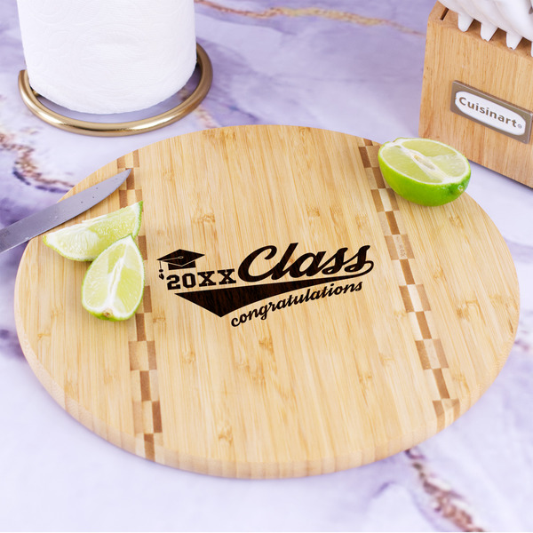 Graduating Students Bamboo Cutting Board - In Context
