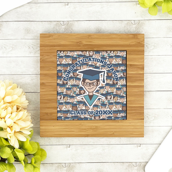 Graduating Students Bamboo Trivet with 6" Tile - LIFESTYLE
