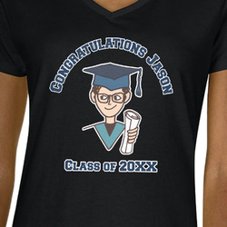 Graduating Students Women's V-Neck T-Shirt - Black (Personalized)